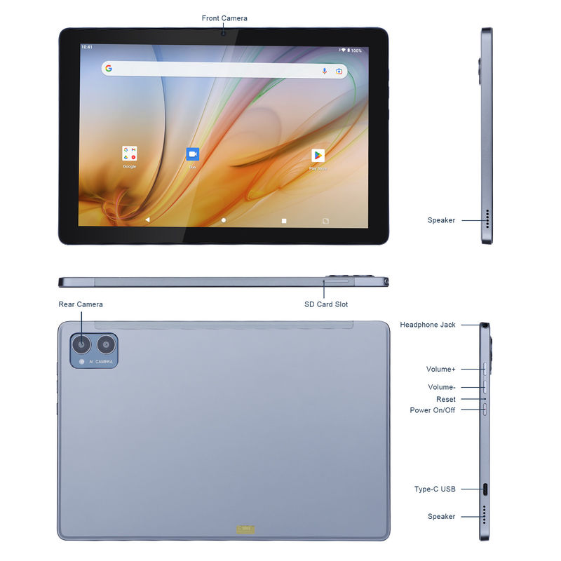 C Idea Tablet giáo dục cho sinh viên Android 12 Tablet 10 inch với Google Play 64GB ROM 3GB RAM 128GB