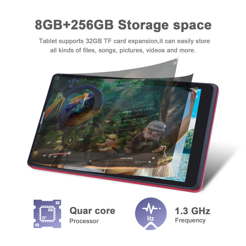 C ý tưởng Android 8 Inch Tablet PC 256GB Capacity Storage 5MP + 8MP Camera 8000mAh Thời lượng pin Đọc CM835 Đỏ