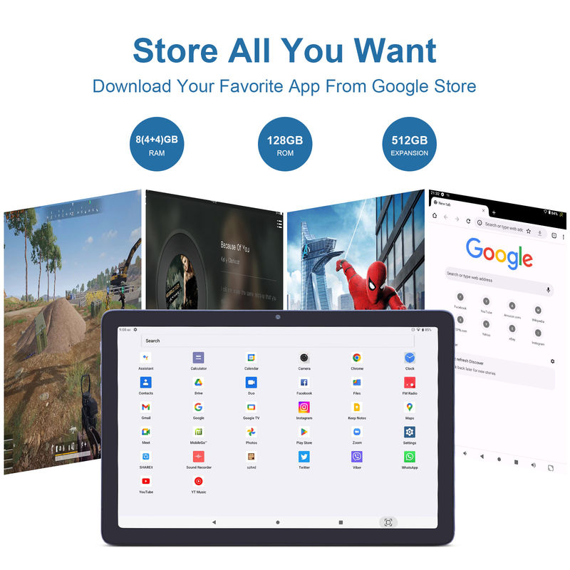C ý tưởng 10,1 inch Android 12 Tablet 8GB RAM 128GB ROM Mô hình CM1200