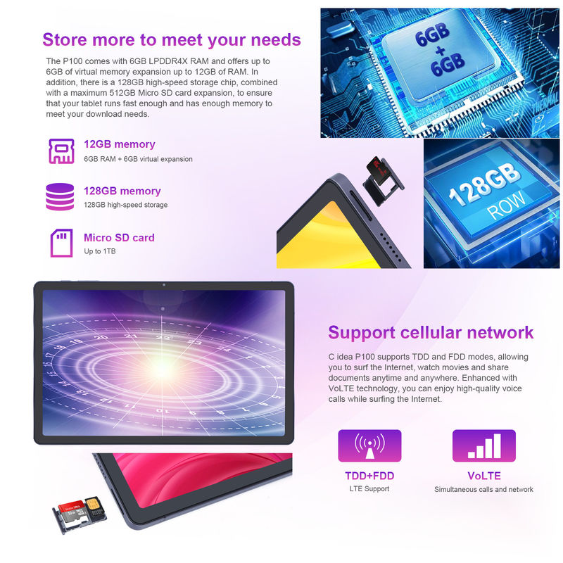C ý tưởng 10,95 inch Android 13 Tablet 12GB RAM 128GB ROM Mô hình CM100