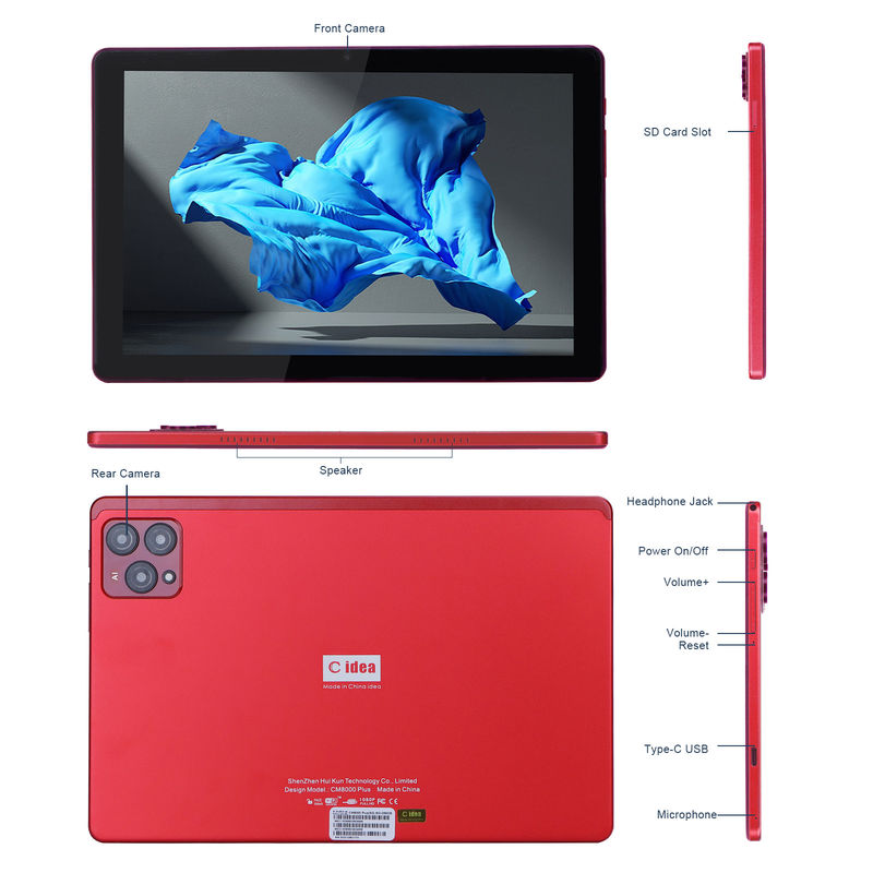 C ý tưởng 10 inch Android 12 Tablet 8GB RAM 256GB ROM Mô hình CM8000PLUS Đỏ