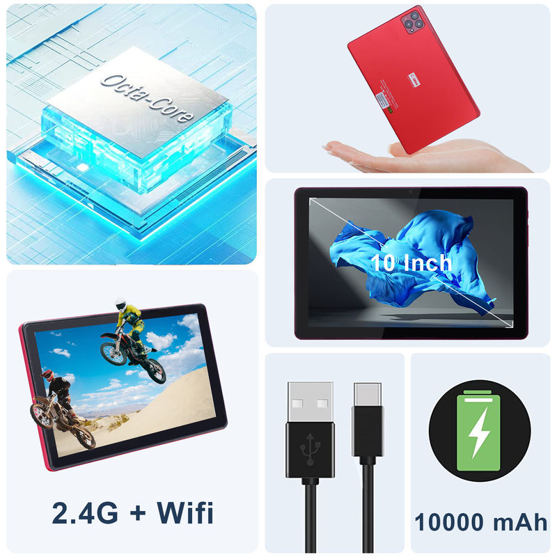 C ý tưởng 10 inch Android 12 Tablet 8GB RAM 256GB ROM Mô hình CM8000PLUS Đỏ
