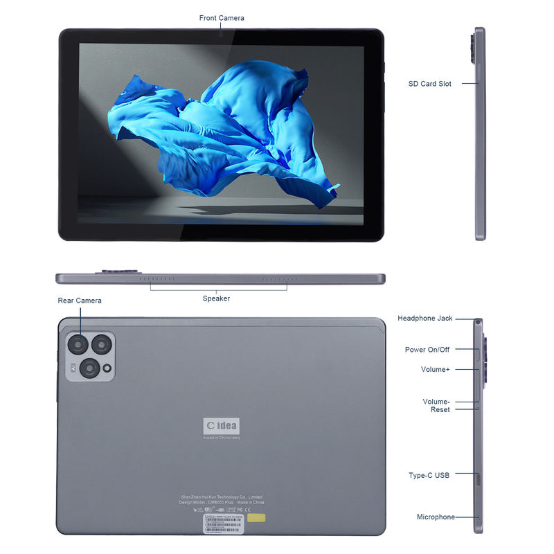 C ý tưởng 10 inch Android 12 Tablet 8GB RAM 256GB ROM Mô hình CM8000PLUS Xám