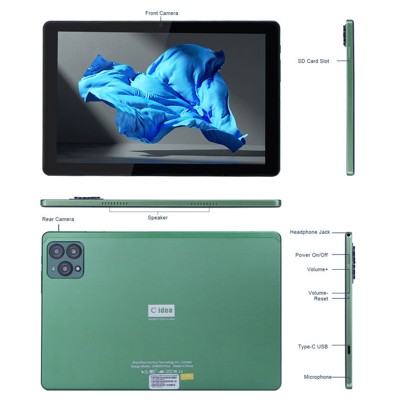 C ý tưởng 10 inch Android 12 Tablet 8GB RAM 256GB ROM Mô hình CM8000PLUS Xanh