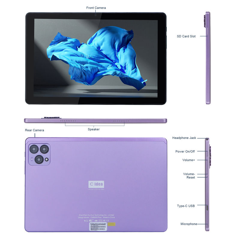 C ý tưởng 10 inch Android 12 Tablet 8GB RAM 256GB ROM Mô hình CM8000PLUS Purple