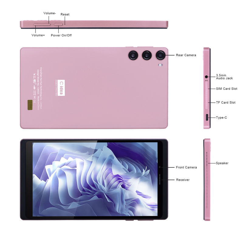 C Idea Android 12 Tablet 6GB RAM 128GB ROM Với SIM 7 Inch Tablet PC Cho Học sinh CM525 Hồng