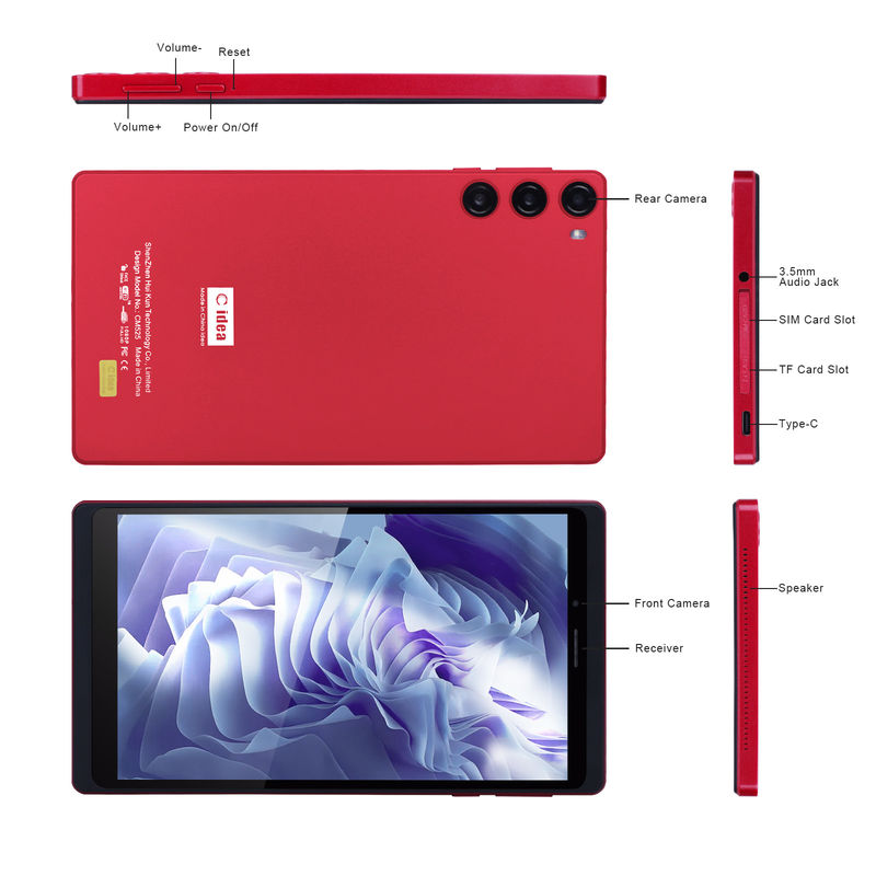 C Idea 7 Inch Tablet 6GB RAM 128GB ROM Với SIM Android Tablet PC Cho Học sinh CM525 Đỏ