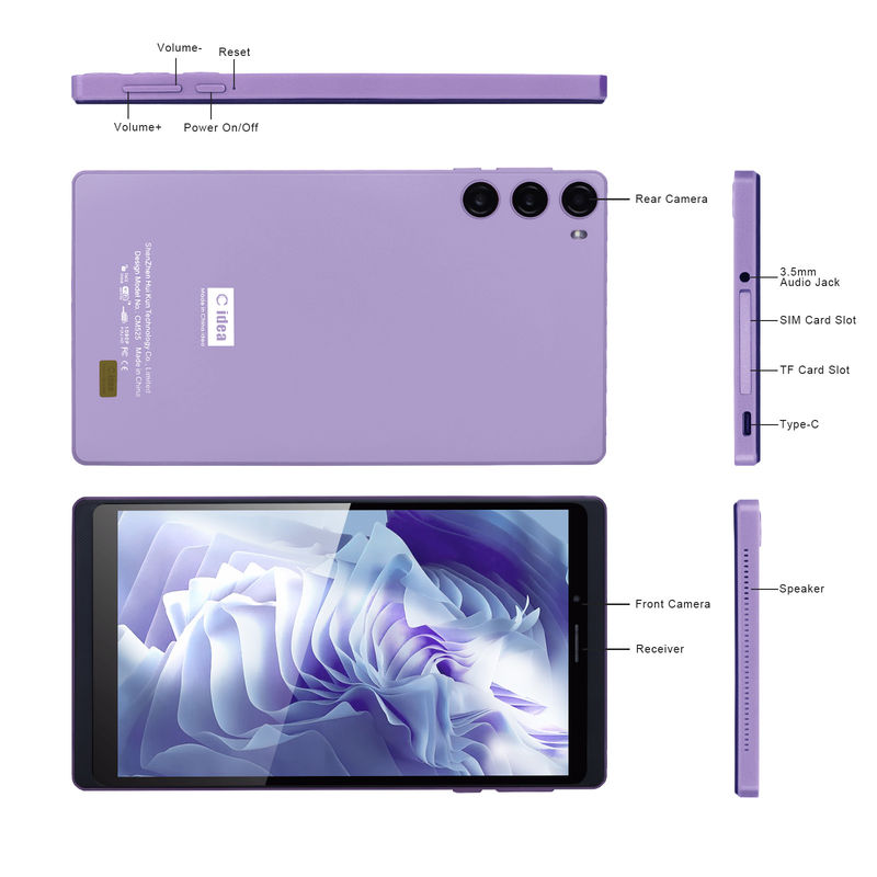 C ý tưởng 7 inch 6 + 128GB 6000mAh Android Tablet PC với SIM cho Sinh viên CM525 Purple