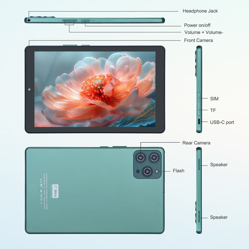 C ý tưởng 9 inch Android 12 Tablet 8GB RAM 512GB ROM 5MP + 8MP Camera kép WIFI Tablet với SIM CM915 (Xanh)