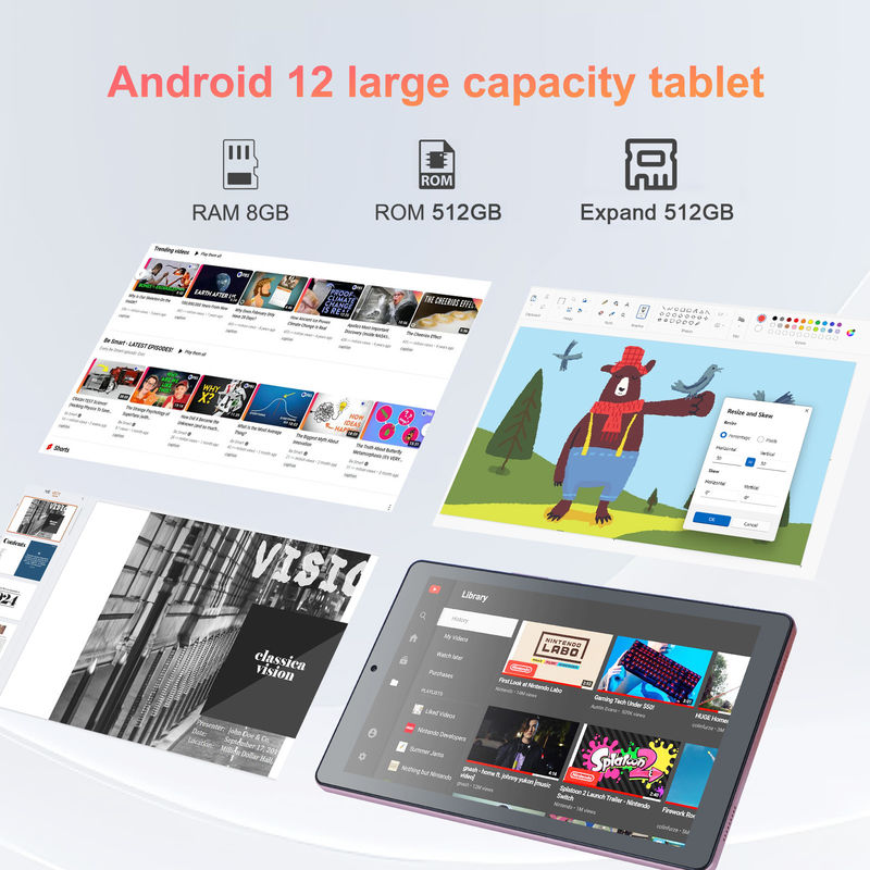 C ý tưởng 9 inch Android 12 Tablet 8GB RAM 512GB ROM 5MP + 8MP Camera kép WIFI Tablet với SIM CM915 (Hồng)