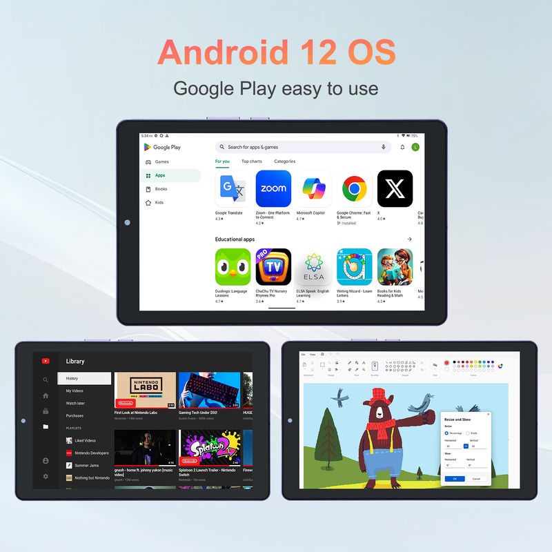 C ý tưởng 9 inch Android 12 Tablet 8GB RAM 512GB ROM 5MP + 8MP Máy tính bảng WIFI Camera kép với SIM CM915 (Vàng)
