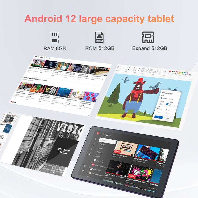 C ý tưởng 9 inch Android 12 Tablet 8GB RAM 512GB ROM 5MP + 8MP Máy tính bảng WIFI Camera kép với SIM CM915 (Vàng)