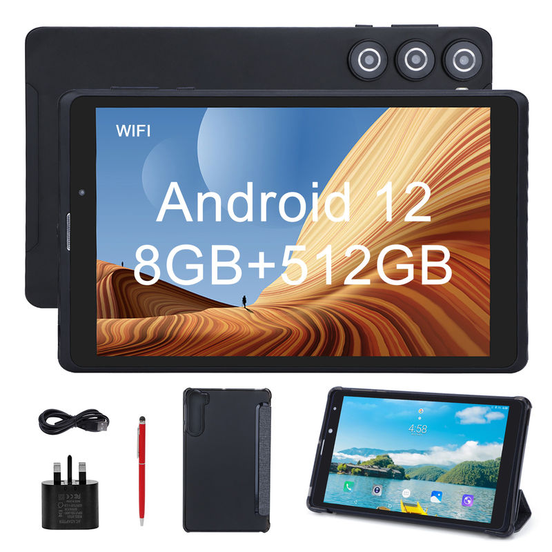 C ý tưởng Máy tính bảng Android 8 inch Nhà sản xuất với Android 12 Quad Core 8GB + 512GB Lưu trữ IPS HD Display CM835 ((màu đen)