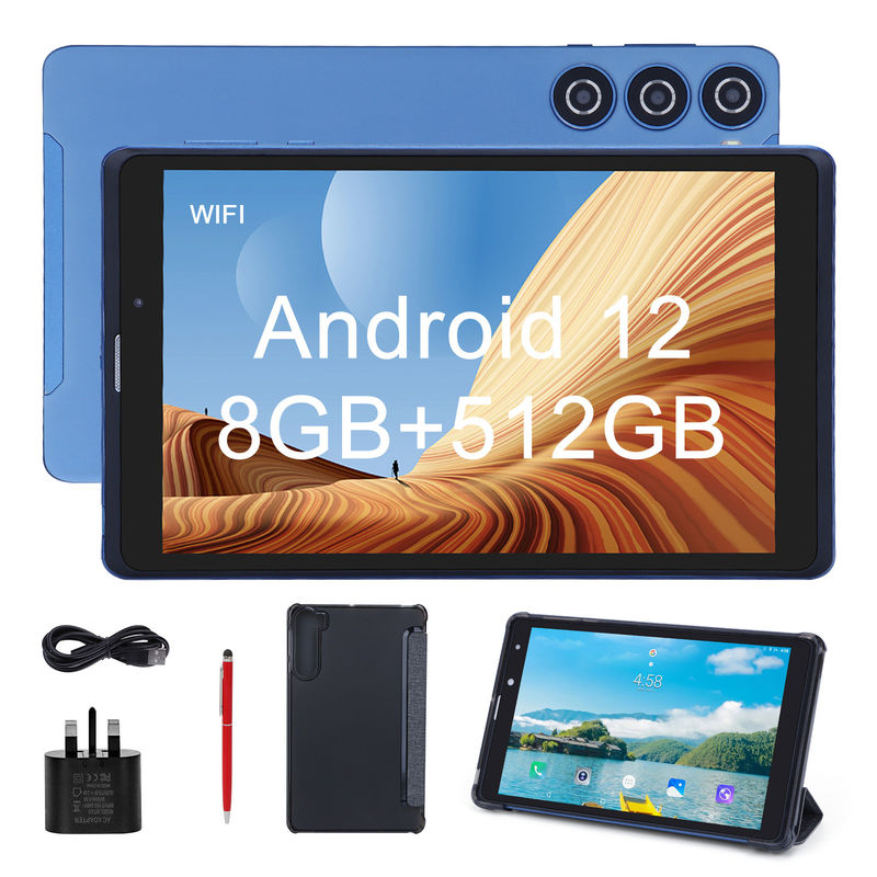 C ý tưởng Máy tính bảng Android 8 inch Nhà sản xuất với Android 12 Quad Core 8GB + 512GB Lưu trữ IPS HD Display CM835 ((xanh)