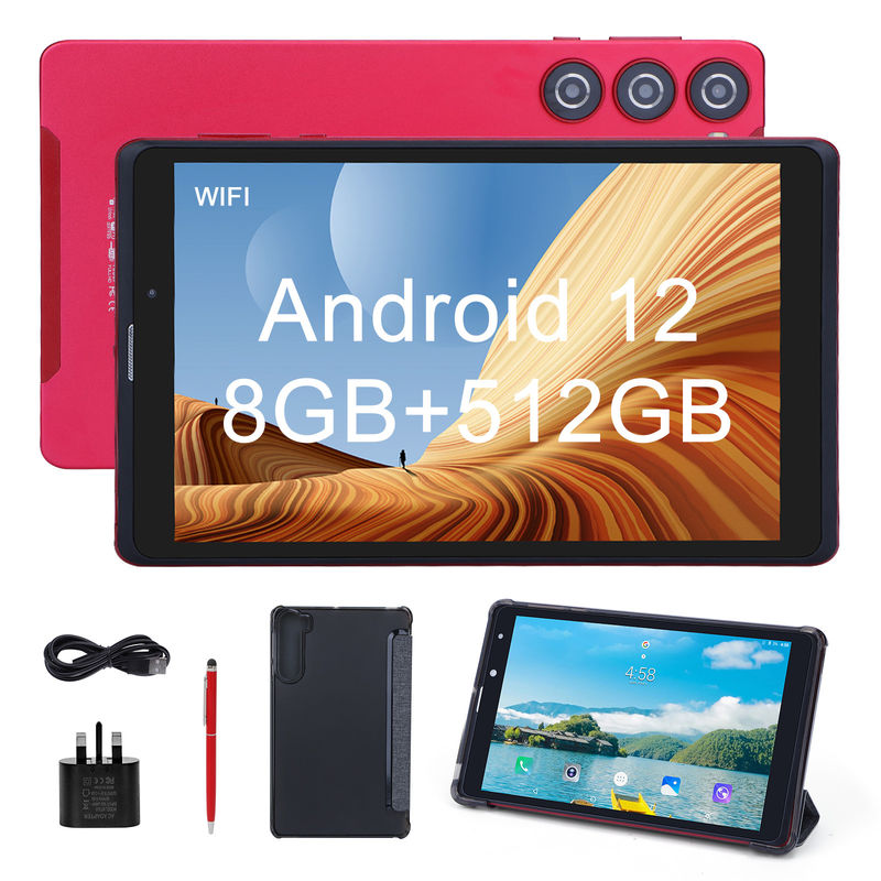 C ý tưởng Máy tính bảng Android 8 inch Nhà sản xuất với Android 12 Quad Core 8GB + 512GB Lưu trữ IPS HD Display CM835 ((màu đỏ)