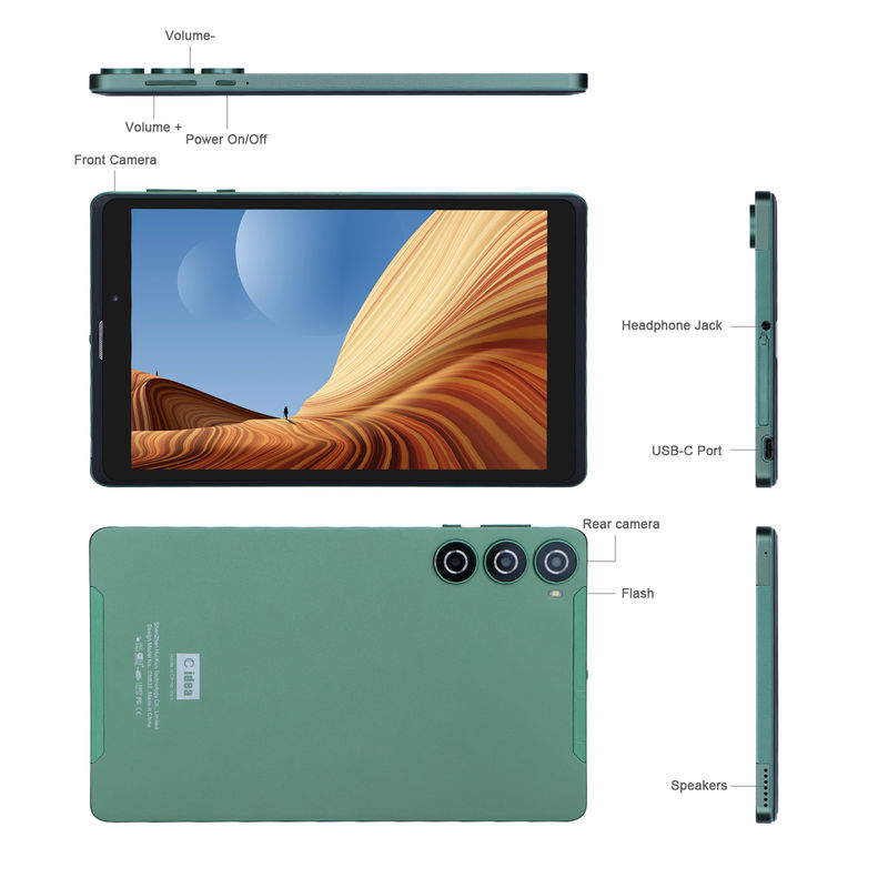 C ý tưởng Máy tính bảng Android 8 inch Nhà sản xuất với Android 12 Quad Core 8GB + 512GB Lưu trữ IPS HD Display CM835 ((xanh)