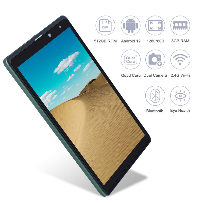 C ý tưởng Máy tính bảng Android 8 inch Nhà sản xuất với Android 12 Quad Core 8GB + 512GB Lưu trữ IPS HD Display CM835 ((xanh)