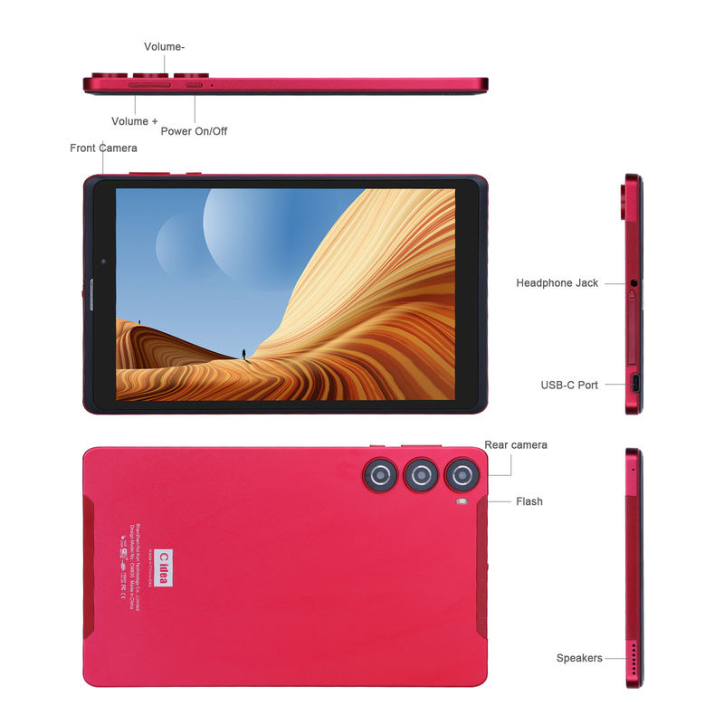 C ý tưởng Máy tính bảng Android 8 inch Nhà sản xuất với Android 12 Quad Core 8GB + 512GB Lưu trữ IPS HD Display CM835 ((màu đỏ)