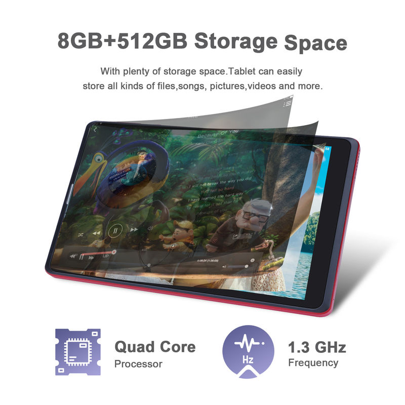 C ý tưởng Máy tính bảng Android 8 inch Nhà sản xuất với Android 12 Quad Core 8GB + 512GB Lưu trữ IPS HD Display CM835 ((màu đỏ)