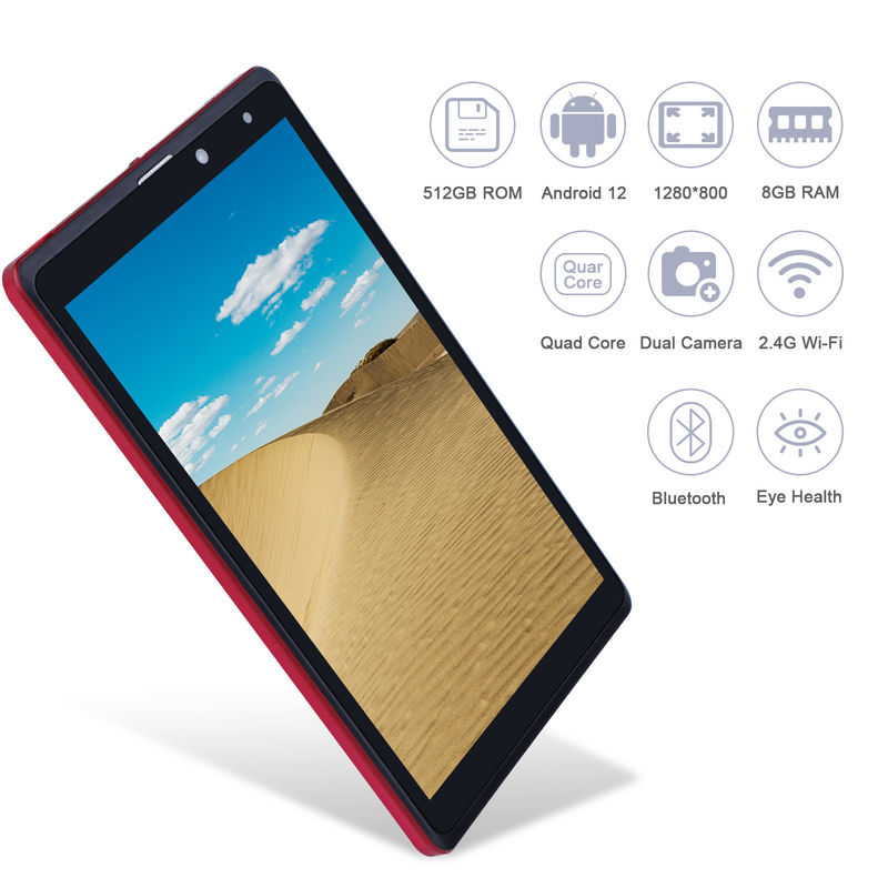 C ý tưởng Máy tính bảng Android 8 inch Nhà sản xuất với Android 12 Quad Core 8GB + 512GB Lưu trữ IPS HD Display CM835 ((màu đỏ)