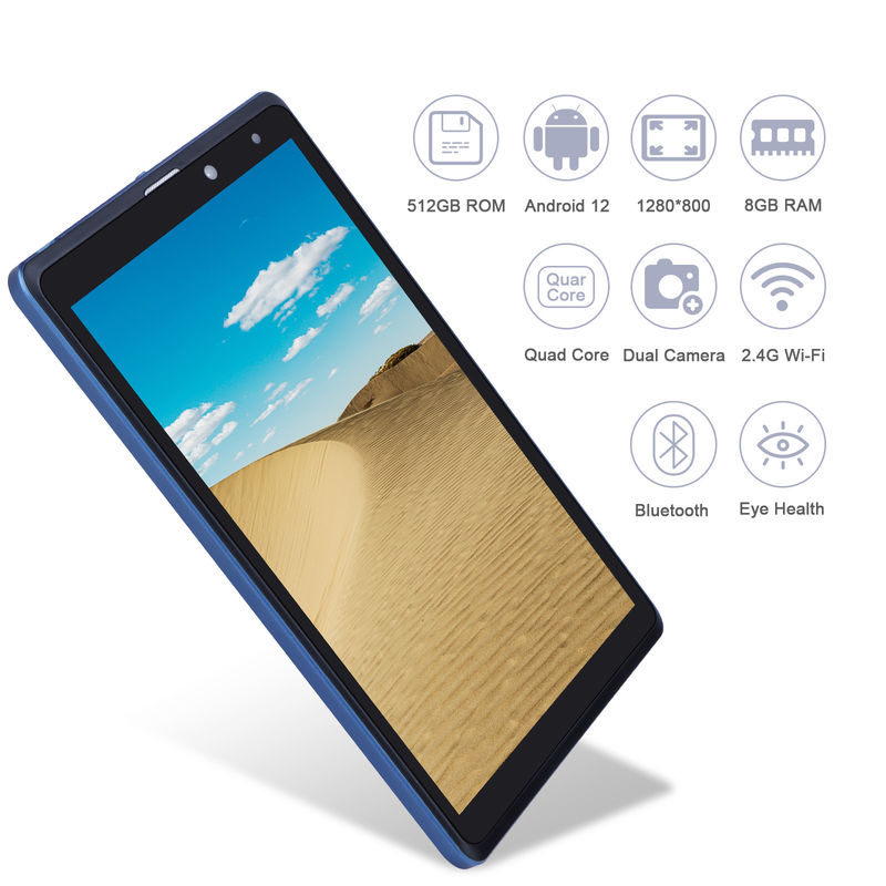 C ý tưởng Máy tính bảng Android 8 inch Nhà sản xuất với Android 12 Quad Core 8GB + 512GB Lưu trữ IPS HD Display CM835 ((xanh)