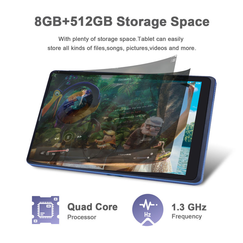 C ý tưởng Máy tính bảng Android 8 inch Nhà sản xuất với Android 12 Quad Core 8GB + 512GB Lưu trữ IPS HD Display CM835 ((xanh)