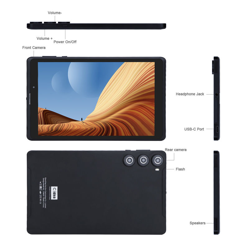 C ý tưởng Máy tính bảng Android 8 inch Nhà sản xuất với Android 12 Quad Core 8GB + 512GB Lưu trữ IPS HD Display CM835 ((màu đen)