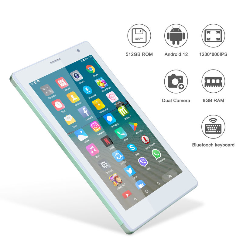 C ý tưởng 7 Inch Android Smart Tablet 8 + 512GB Quad Core WiFi Tablet màn hình cảm ứng HD CM513 ((Xanh)