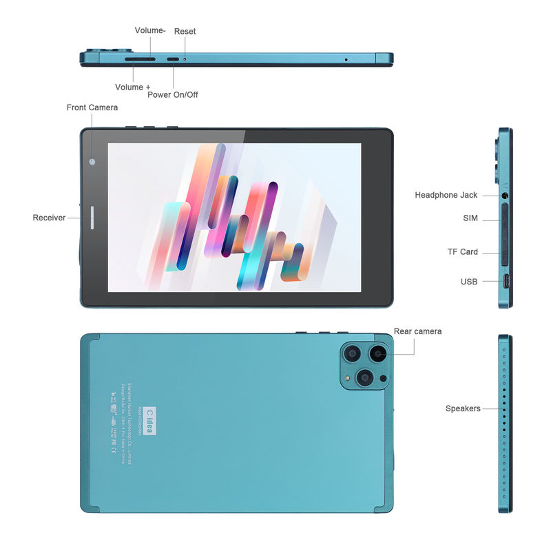 C ý tưởng 7 Inch Android Smart Tablet 8 + 512GB Quad Core WiFi Tablet màn hình cảm ứng HD CM513 ((Xanh)