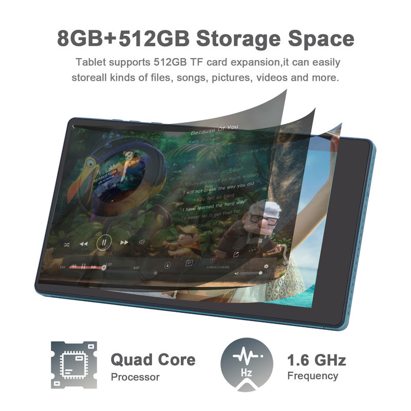 C ý tưởng 7 Inch Android Smart Tablet 8 + 512GB Quad Core WiFi Tablet màn hình cảm ứng HD CM513 ((Xanh)