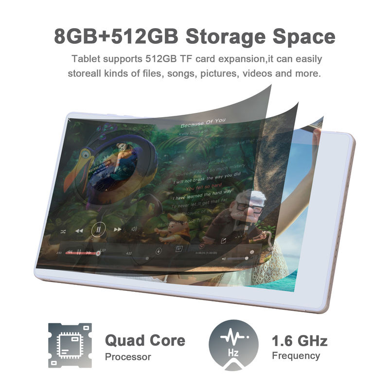 C ý tưởng 7 Inch Android Smart Tablet 8 + 512GB Quad Core WiFi Tablet màn hình cảm ứng HD CM513 ((Vàng)