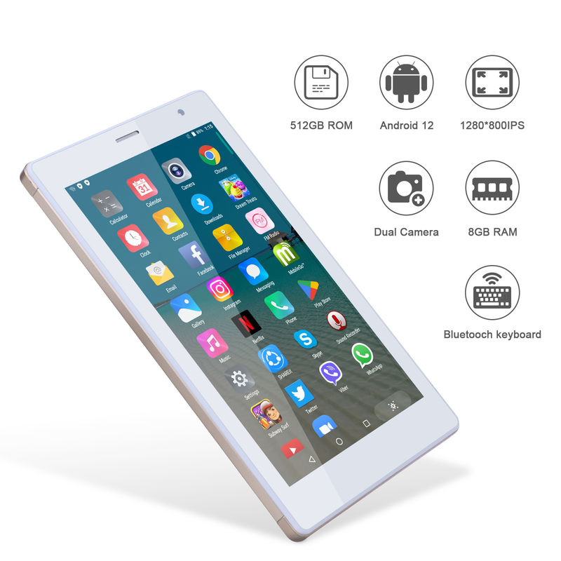 C ý tưởng 7 Inch Android Smart Tablet 8 + 512GB Quad Core WiFi Tablet màn hình cảm ứng HD CM513 ((Vàng)