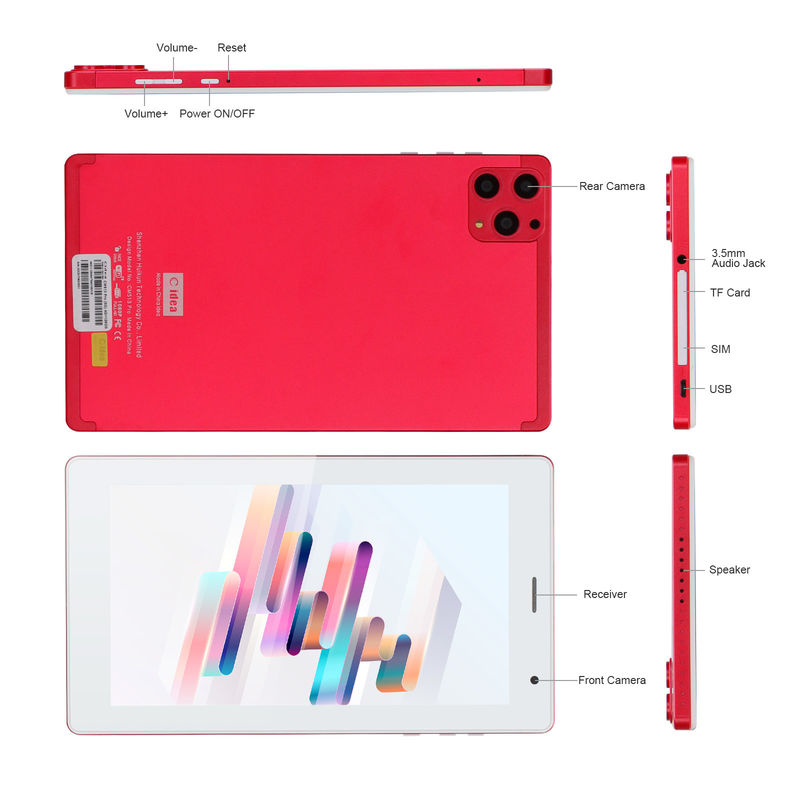 C ý tưởng 7 Inch Android Smart Tablet 8 + 512GB Quad Core WiFi Tablet màn hình cảm ứng HD CM513 ((Đỏ)