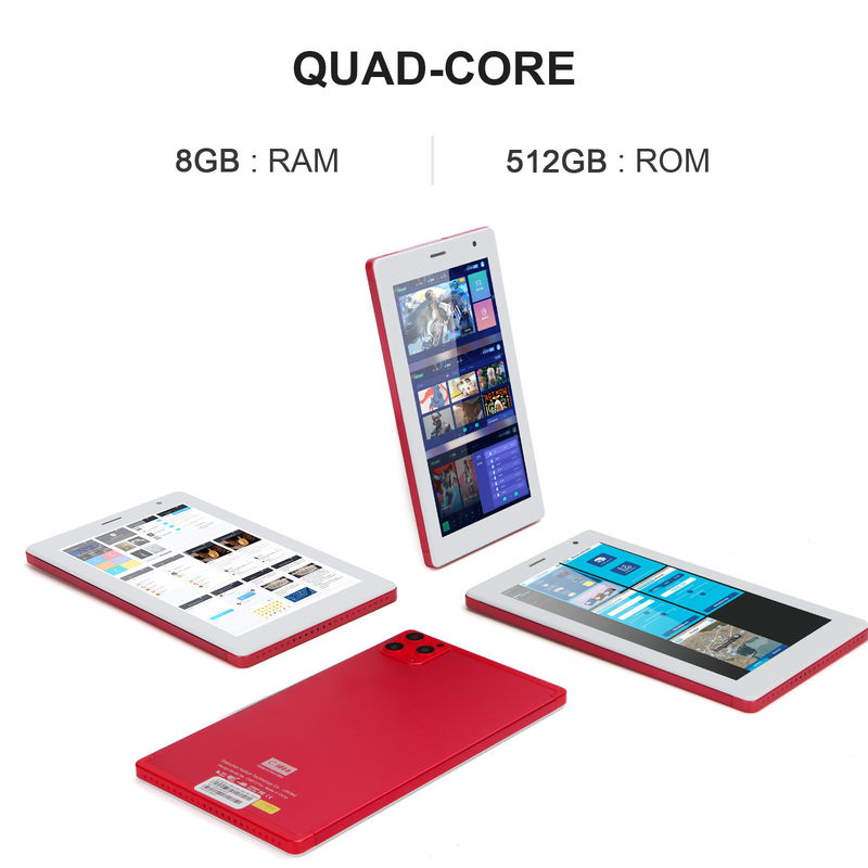 C ý tưởng 7 Inch Tablet PC 8GB RAM 512GB ROM Quad Core Processor Camera kép WiFi / BT cho thanh thiếu niên với vỏ CM513 (màu đỏ)