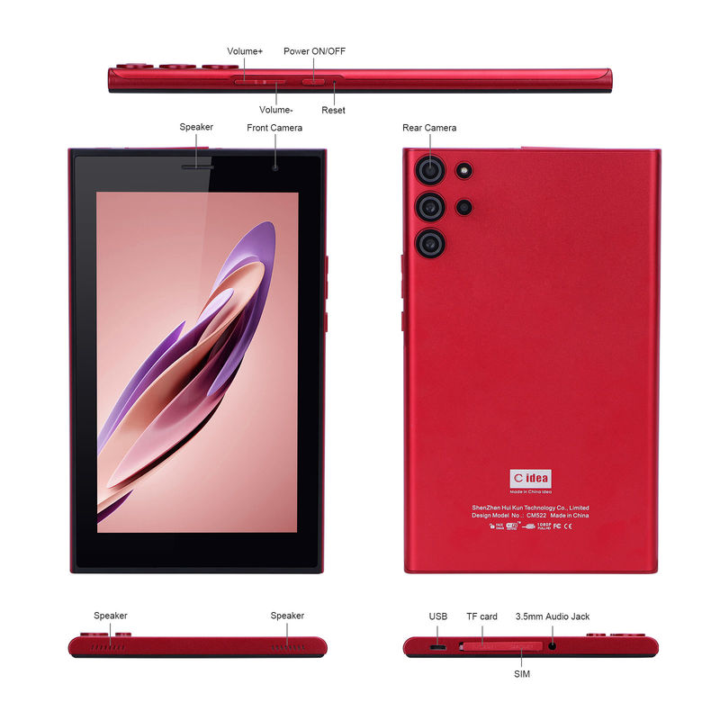 C ý tưởng Android 7 Inch Tablet PC với 6 RAM + 128 ROM Lưu trữ 6000mAh Thời lượng pin cho trẻ em và người lớn CM522 Đỏ