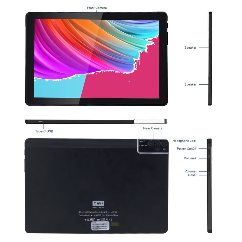 C ý tưởng 800x1280 IPS 10 Inch Tablet PC With Case 256GB ROM Quad Core Dual 5MP + 8MP Camera HD IPS Hiển thị CM7000 Đen