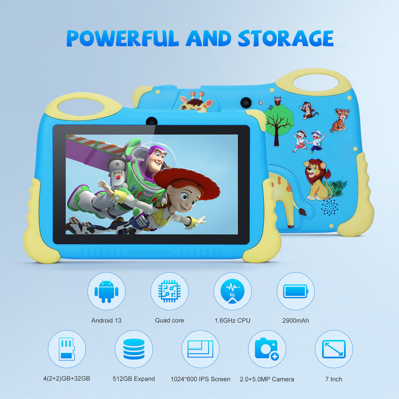 C Idea 7 Inch Android Tablet For Age 3-7 Expand 512GB Tablet Kidspad Với vỏ CM92