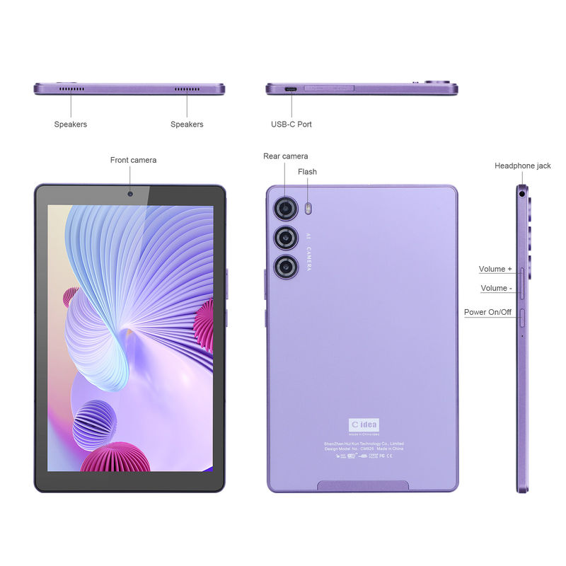 C ý tưởng màu tím 256GB ROM 9 Inch Tablet PC Với màn hình IPS 800x1280 8000mAh Capacity pin với vỏ bảo vệ CM925