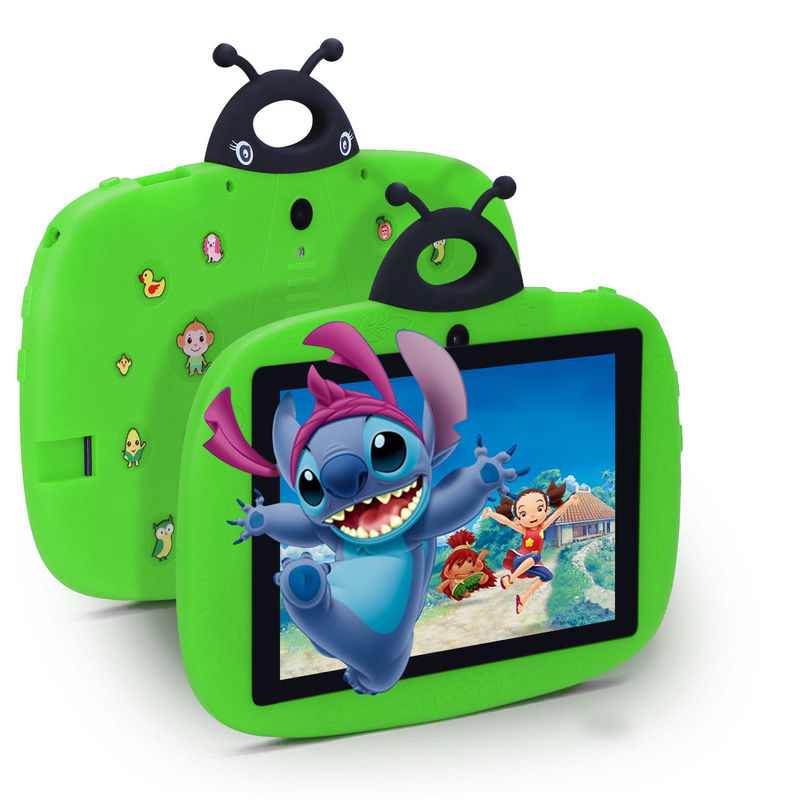 C ý tưởng Camera kép WiFi 7 Inch Tablet PC Android Trẻ em dành cho trẻ mới biết học 128GB với Case / Kids App CM75 (xanh)