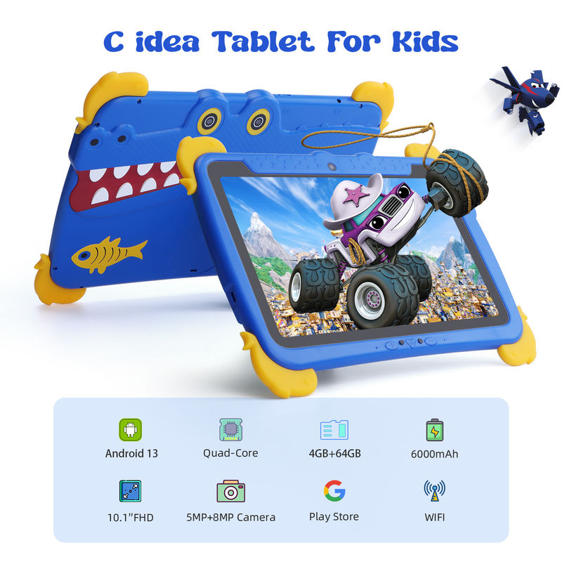 C ý tưởng Kids Tab 10.1inch Android 13 Tablet cho trẻ em 4GB RAM 64GB ROM Bảo vệ mắt màn hình cảm ứng cho trẻ em 3-8 tuổi