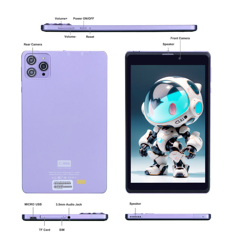 C Idea Portable 8 In Android Tablet PC 8GB RAM 512 GB Android 12 Tablet IPS HD Hiển thị Quad Core CM818-Violet
