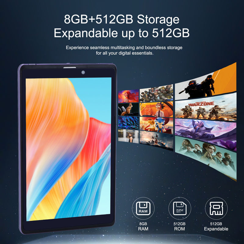 C Idea Portable 8 In Android Tablet PC 8GB RAM 512 GB Android 12 Tablet IPS HD Hiển thị Quad Core CM818-Violet