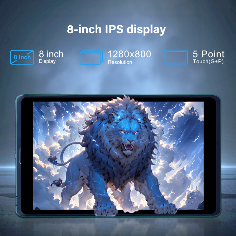 C ý tưởng Máy tính bảng Android 8 inch di động Với Android 12 Quad Core CPU 8GB RAM 512GB Lưu trữ IPS HD Display CM818-Xanh