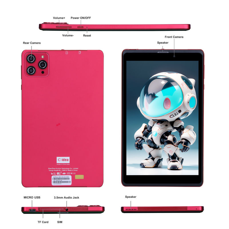 C ý tưởng 8 inch Android 12 Tablet 8GB RAM 512GB ROM 8000mAh Pin 5 + 8MP Camera cho thanh thiếu niên với hỗ trợ SIM CM818-đỏ