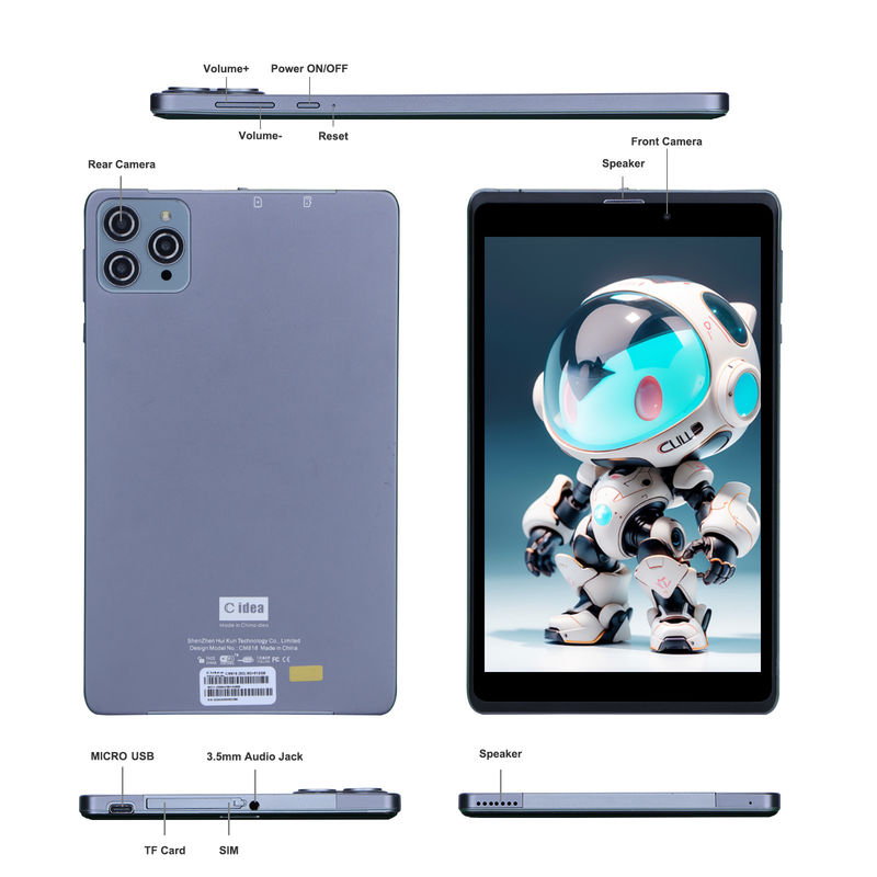 C ý tưởng Android Tablet PC Camera kép 8 inch 1280x800 IPS HD hiển thị Android 12 Tablet cho thanh thiếu niên CM818-Xám