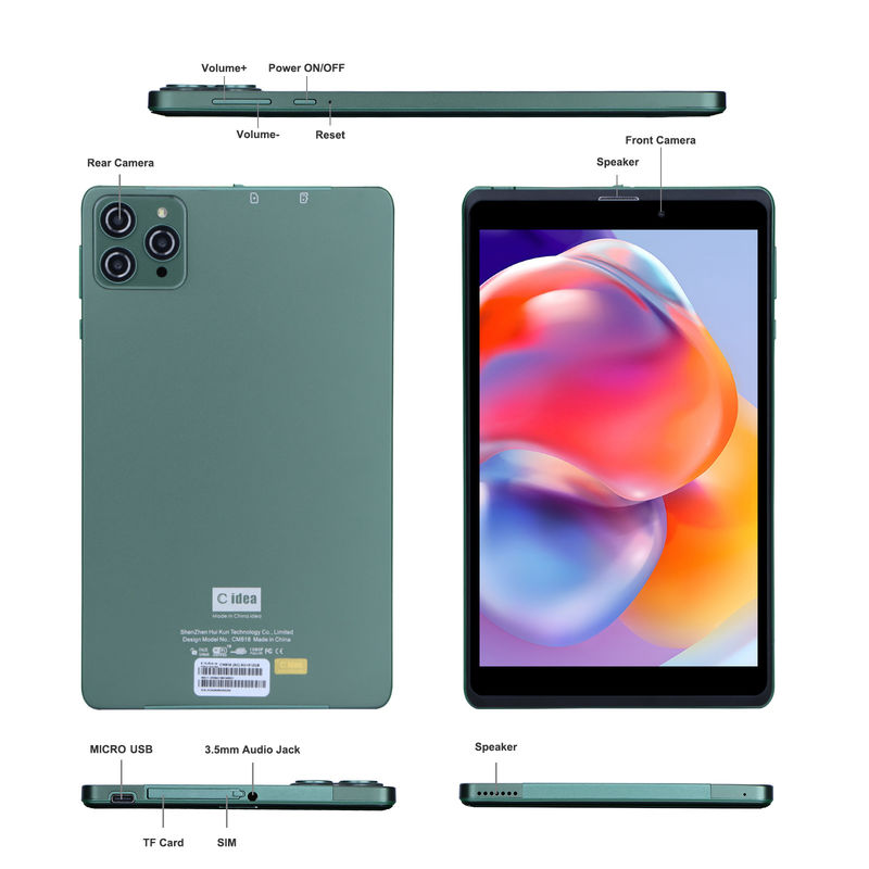 C ý tưởng 8 Inch Android Tablet PC Với Android 12 OS Quad Core CPU 8GB RAM 512GB Lưu trữ IPS HD Display CM818-Xanh