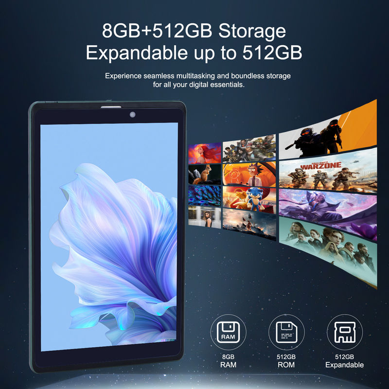 C ý tưởng 8 Inch Android Tablet PC Với Android 12 OS Quad Core CPU 8GB RAM 512GB Lưu trữ IPS HD Display CM818-Xanh