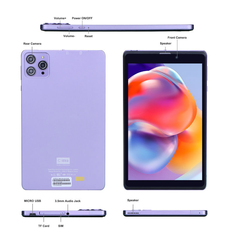 C Idea Portable 8 In Android Tablet PC 8GB RAM 512 GB Android 12 Tablet IPS HD Hiển thị Quad Core CM818-Violet