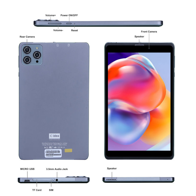 C ý tưởng Android Tablet PC Camera kép 8 inch 1280x800 IPS HD hiển thị Android 12 Tablet cho sinh viên CM818-Xám