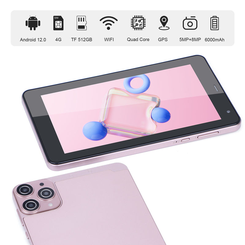 C ý tưởng 7 Inch Android Smart Tablet 6+128GB Quad Core WiFi Tablet màn hình cảm ứng HD cho thanh thiếu niên CM515 ((Màu hồng)